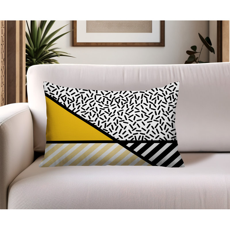Oreiller rectangulaire intérieur / extérieur Shapira, Rectangulaire H 14 po x l 20 po, Jaune