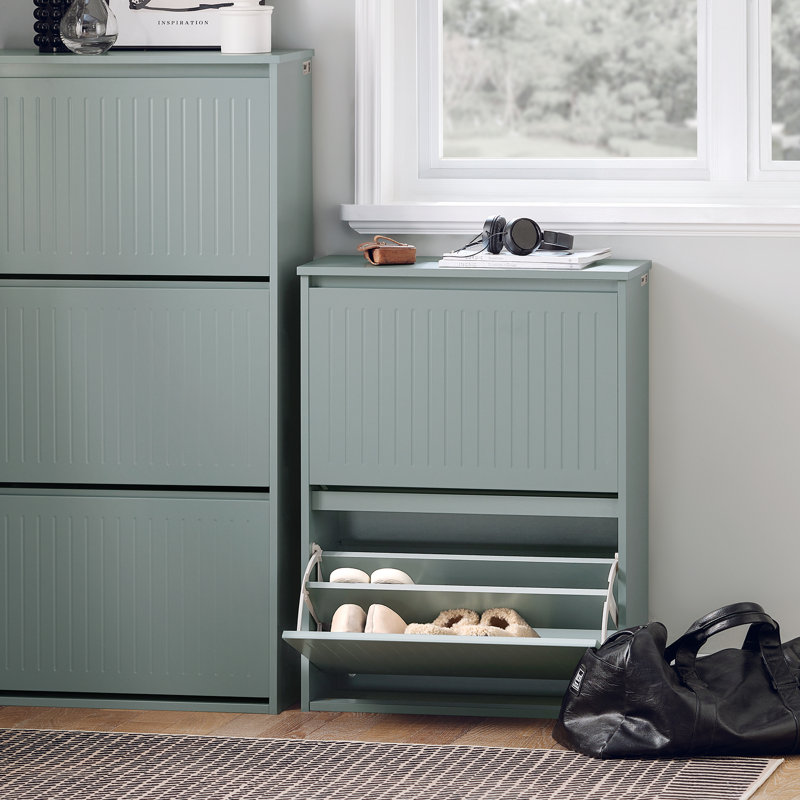 8 Pair Shoe Storage Cabinet, Gray