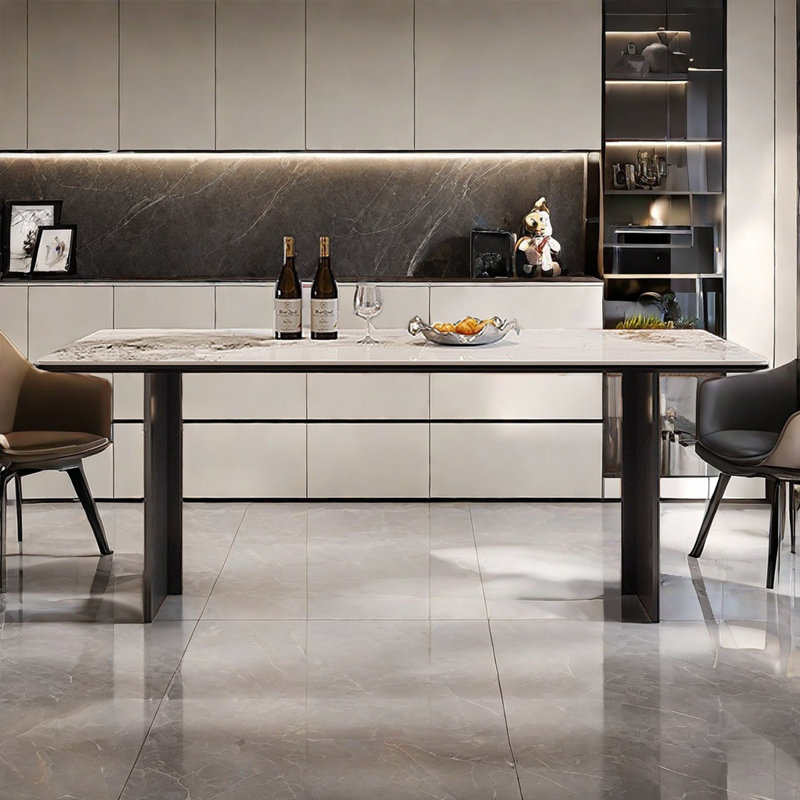 Table de salle à manger rectangulaire de style italien, H 29,53 po x L 55,12 po x l 31,5 po
