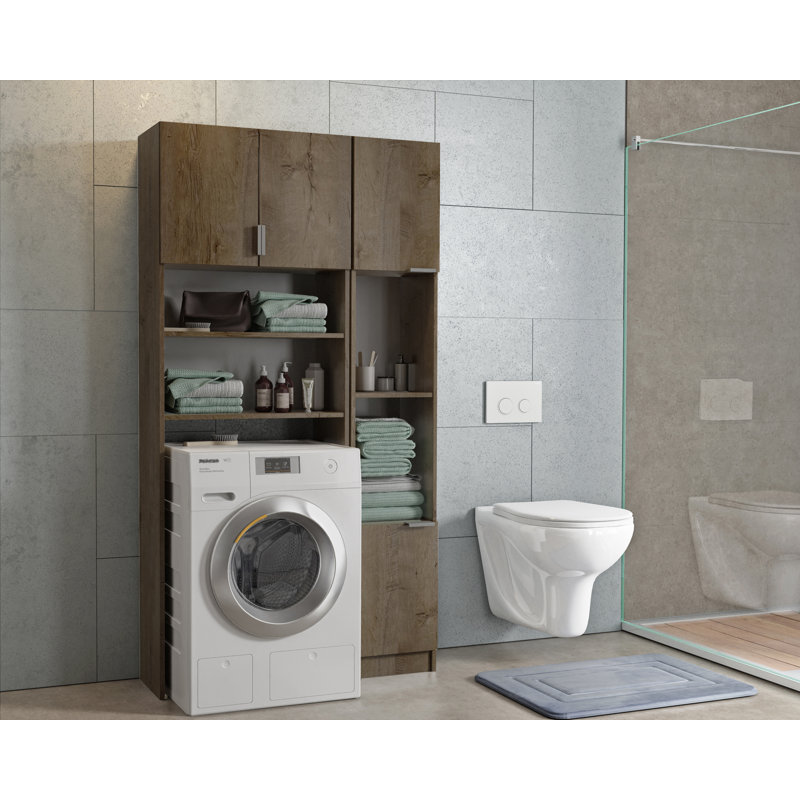 Cazadero Freestanding Bathroom Storage Furniture Set, Dark Ash