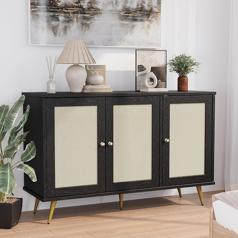 Grand buffet en rotin, rangement décoratif moderne