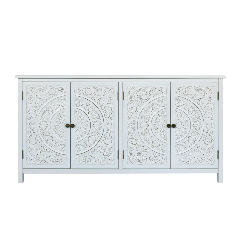 Buffet décoratif avec 6 portes, Blanc antique