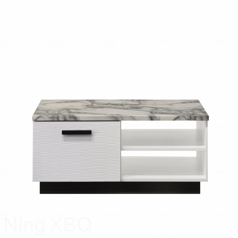 Table basse 47 po avec plateau en faux marbre blanc