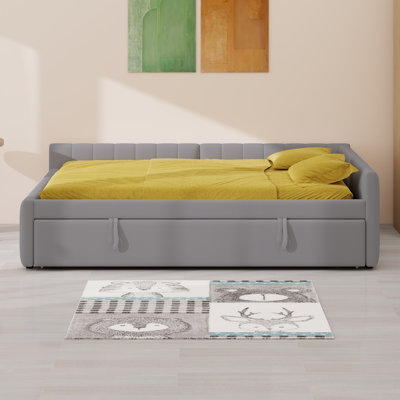 L-Shaped Upholstered Daybed With Pop Up Trundle
