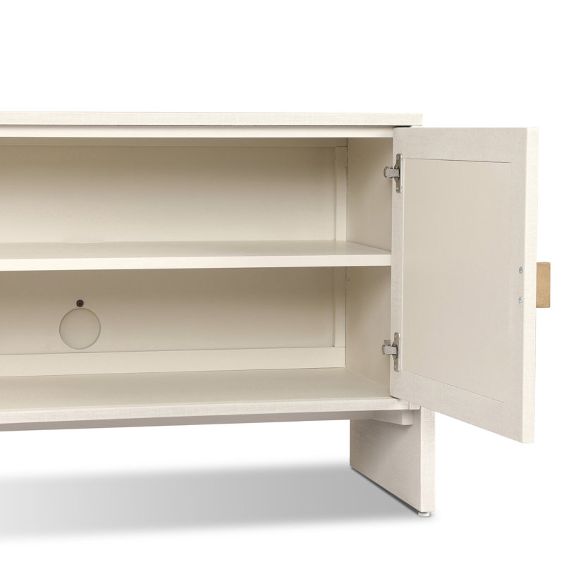 Cressida Media Console-Ivory Painted Linen, Ivory Painted Linen