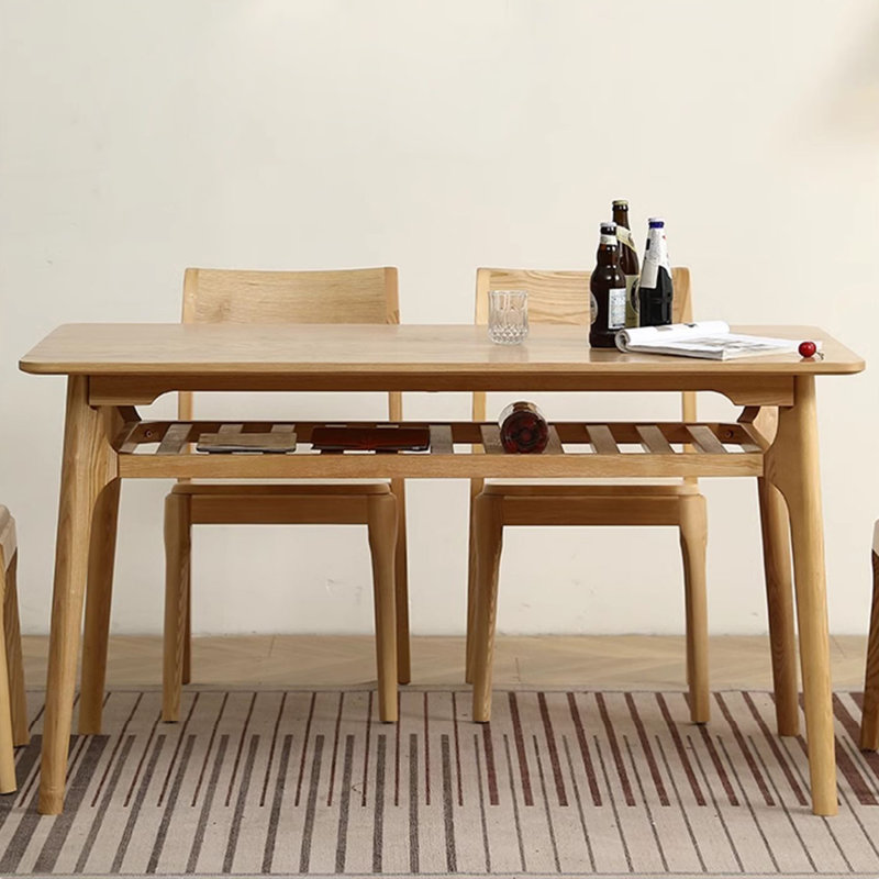 Minimalist Nordic Solid Wood Dining Table, 29.53"H x 62.99"L x 31.50"W, Yellow