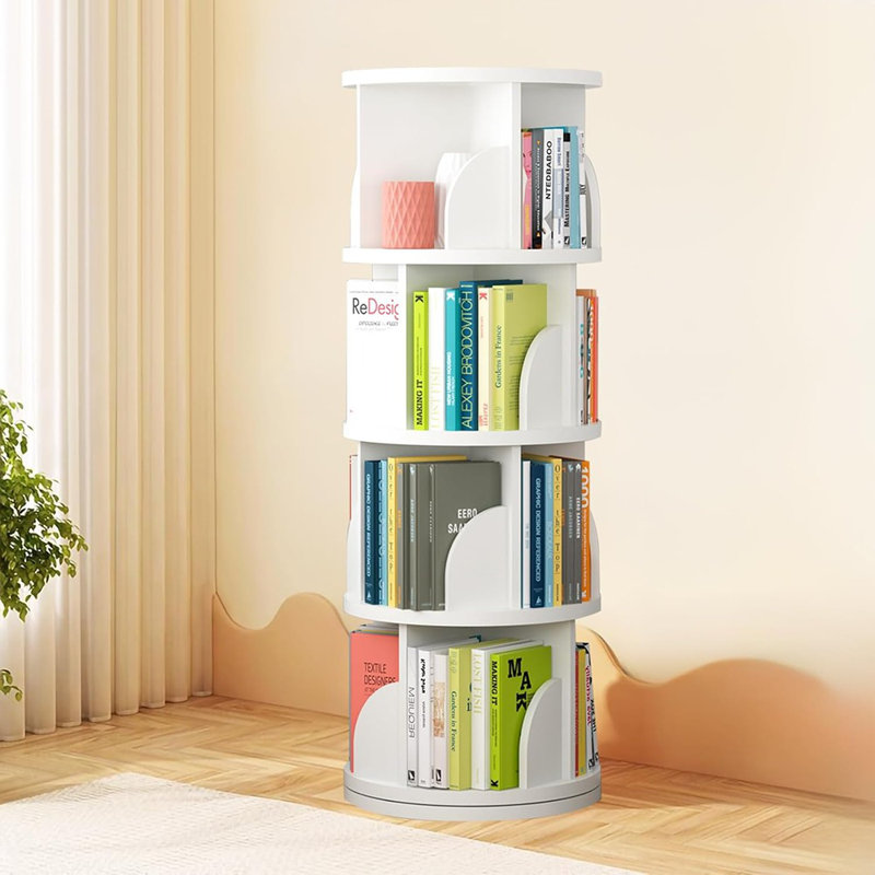Ebern Designs Rotating Bookshelf Tower, Spinning Bookshelf With 360 ...