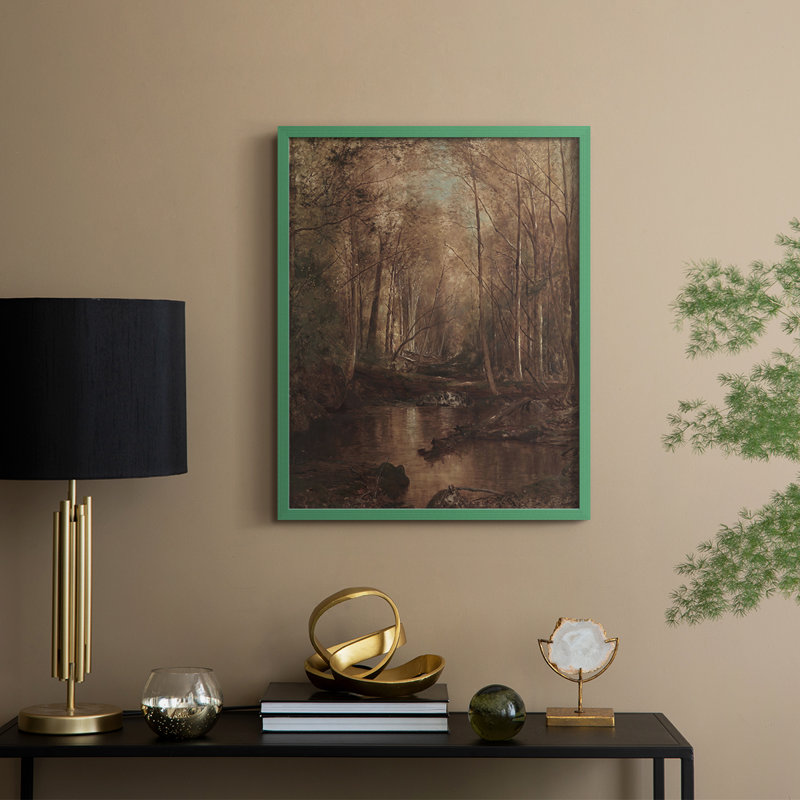 Reproduction encadrée rétro en bois massif III, H 21 po x l 17 po, Vert
