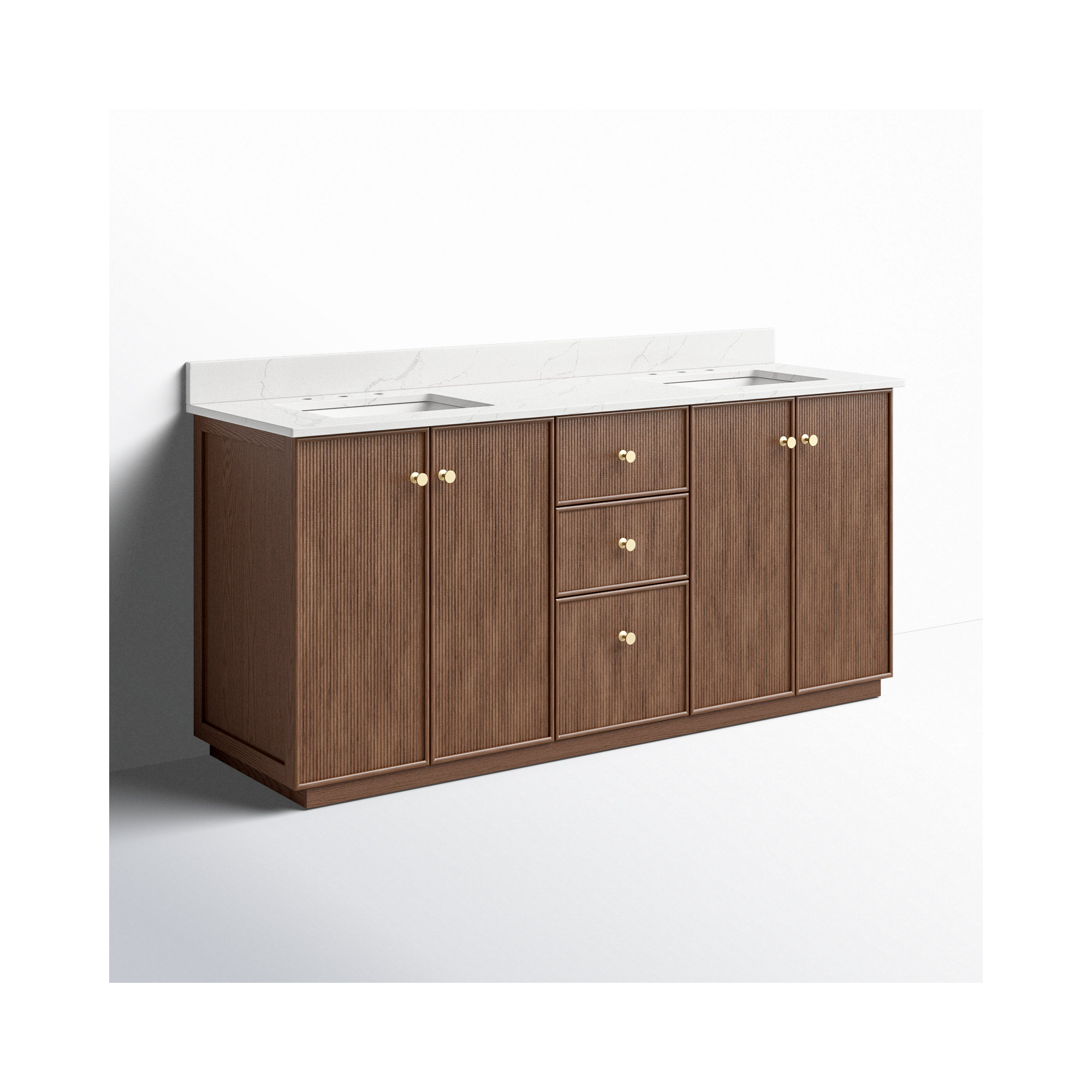 Amella 72'' Double Bathroom Vanity, Dark Brown Oak