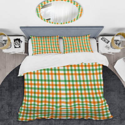 Ensemble de housse de couette en microfibre vert / orange 2 pièces