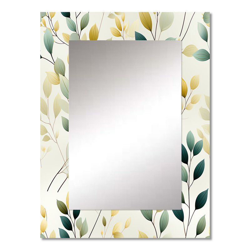 Aiyah Minimalist Botanicals - miroir mural botanique, miroir décoratif bohème, impression d'art en métal, 32 po x 24 po
