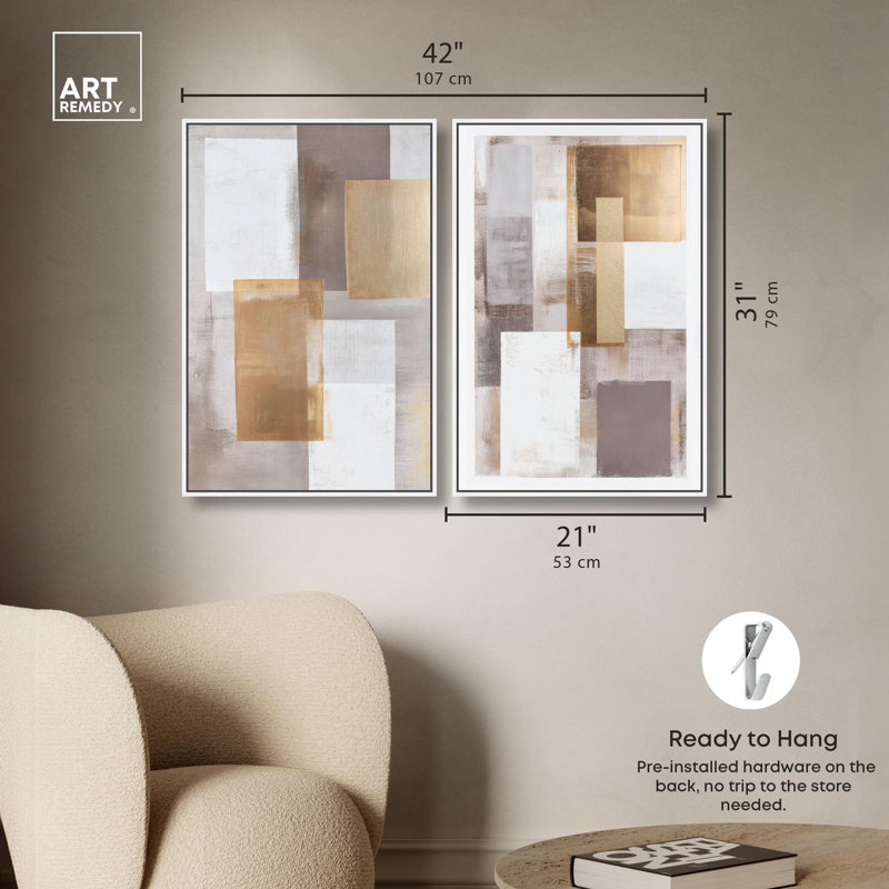 Interlocking Planes Set Canvas Print Abstract Boho Art Set by Art Remedy, Black Frame, 10 x 15, 31" H x 21" W, White Frame