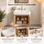 Meuble-lavabo mural de 61 cm (24 po) avec lavabo en céramique intégré, armoire de rangement suspendue avec 3 trous prépercés pour robinetterie, chêne-2008991118