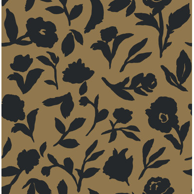 Dancing Pansy Peel and Stick Wallpaper by She She, Camel, 28 sq. ft.