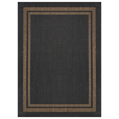 Border Sand/Natural Easy-Care Jute-Style Indoor/Outdoor Flat Woven Area Rug