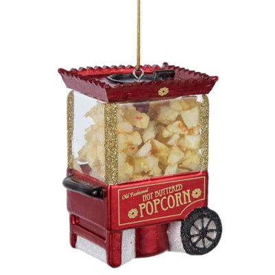 Kurt Adler Noble Gems Glass Ornament for Christmas Tree, Popcorn Machine