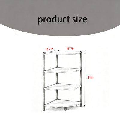 4-Tier Corner Display Shelf – Metal Frame Multifunctional Storage Rack for Small Spaces & Home Office