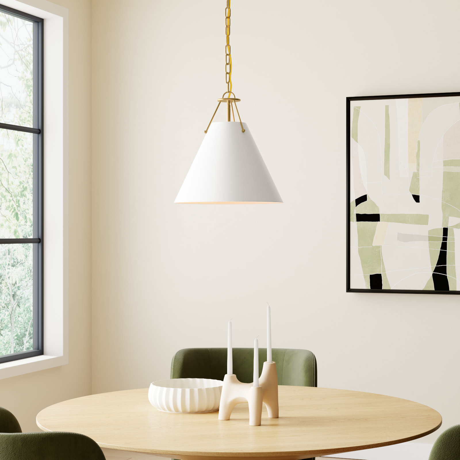 Kinston Dimmable 3-Light Pendant, Gold, White