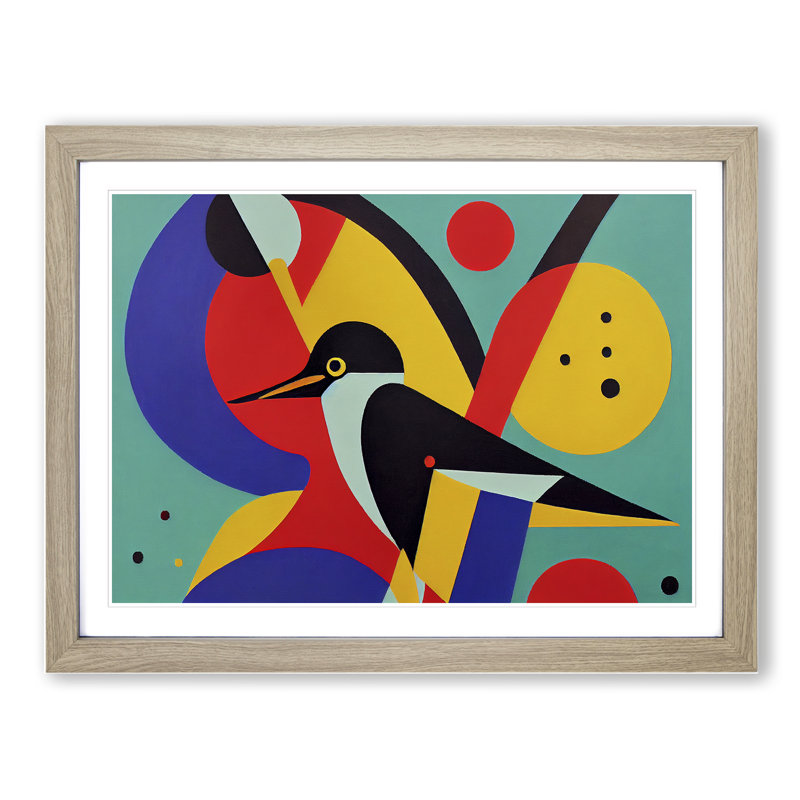 Abstract Kingfisher Bird Vol.3 - Framed Print, 25cm H x 34cm W x 2cm D, Oak