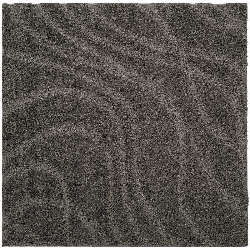 Ashal Abstract Charcoal Gray Area Rug, Square 8'