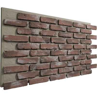 EverStone Aged Brick Faux Brick Panel, 46 7/8"W x 27"H x 1 1/4"D, Limewashed Colour