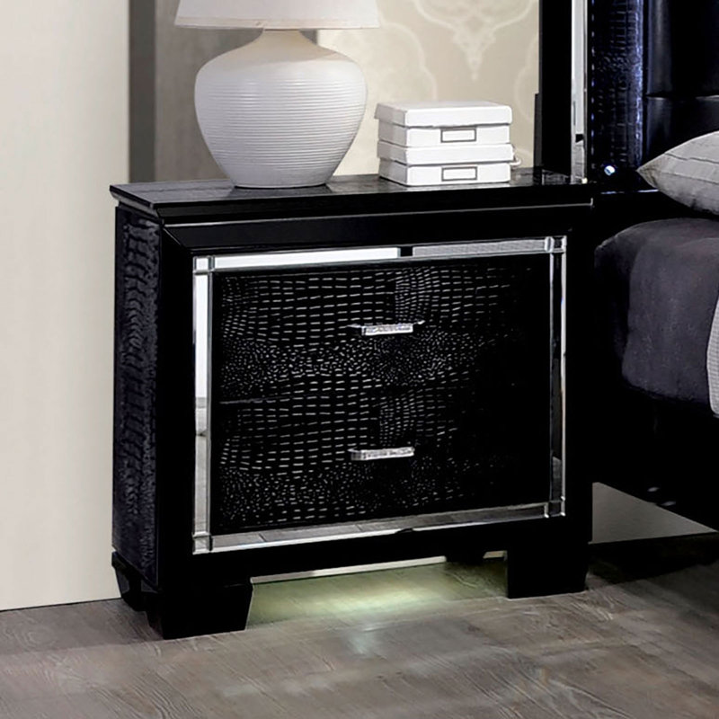 Table de chevet contemporaine 1pc avec table de chevet noire et lumière DEL