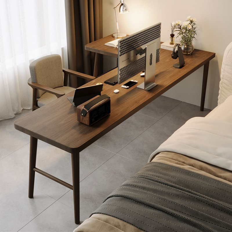 Bureau d'écriture rectangulaire en bois massif brun noisette, H 29,53 po x l 62,99 po x P 39,37 po, Retour à gauche