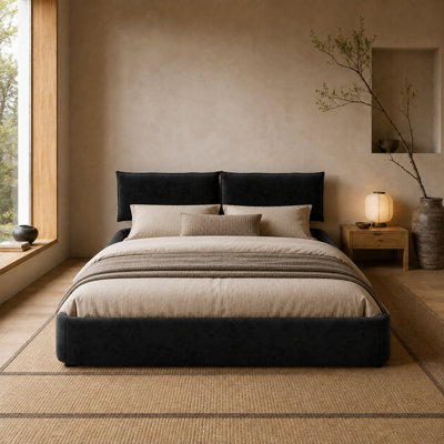 Très grand lit nuage en chenille de style moderne avec tête de lit tapissier amovible