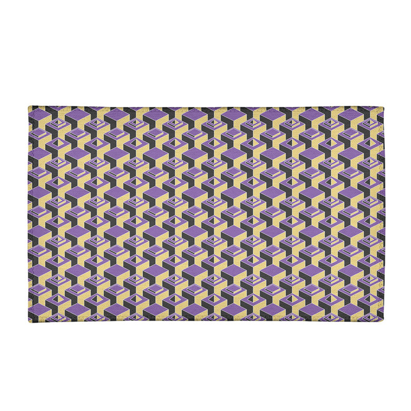 Tapis mauve/beige/noir foncé skyscrapers, Rectangle 8 pi x 10 pi