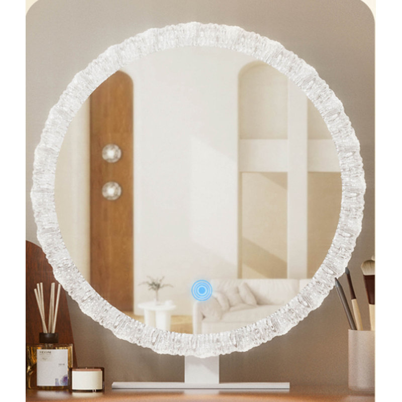 Miroir de maquillage à DEL Crystal Edge avec éclairage à intensité variable 3 couleurs