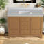 Meuble-lavabo moderne en chêne avec lavabo et rangement pour salle de bain moderne