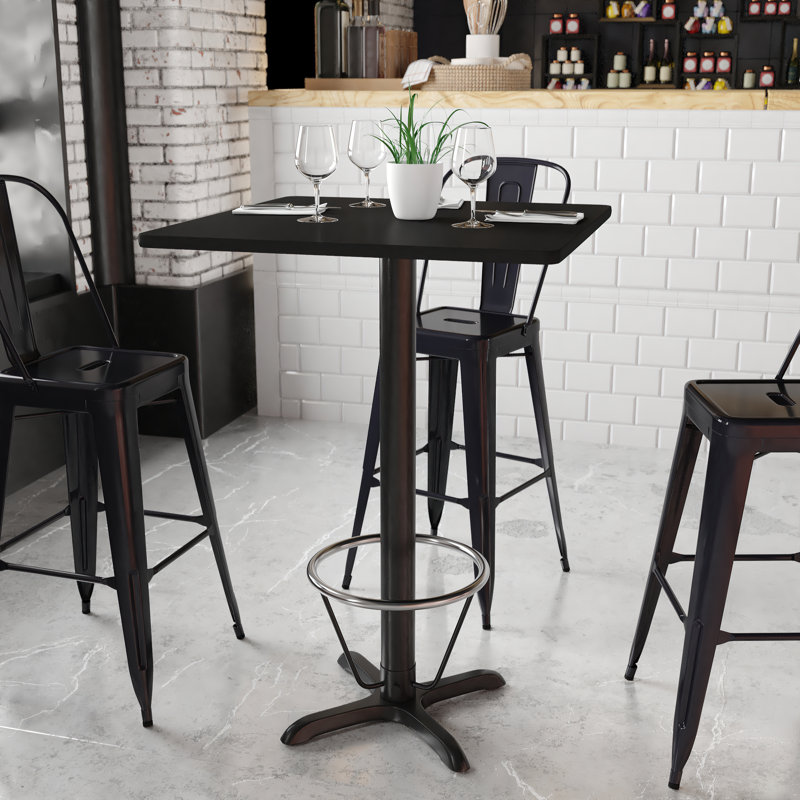 Plateau de table carré en stratifié 24 po Basler, H 43,125 po x l 30 po x P 30 po, Noir