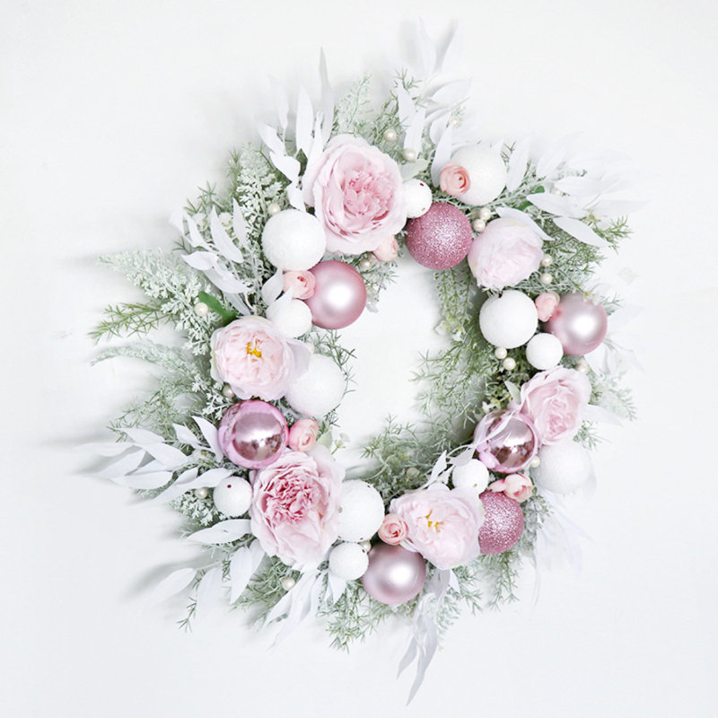 21.65" Christmas Wreaths For Front Door, Artificial Christmas Wreath Decoration, Winter Wreaths For Indoor Outdoor Home Decor