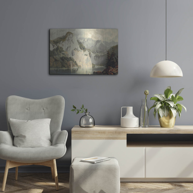  «Mountain View» par Stellar Design Studio, art mural en métal, 24 po x 16 po