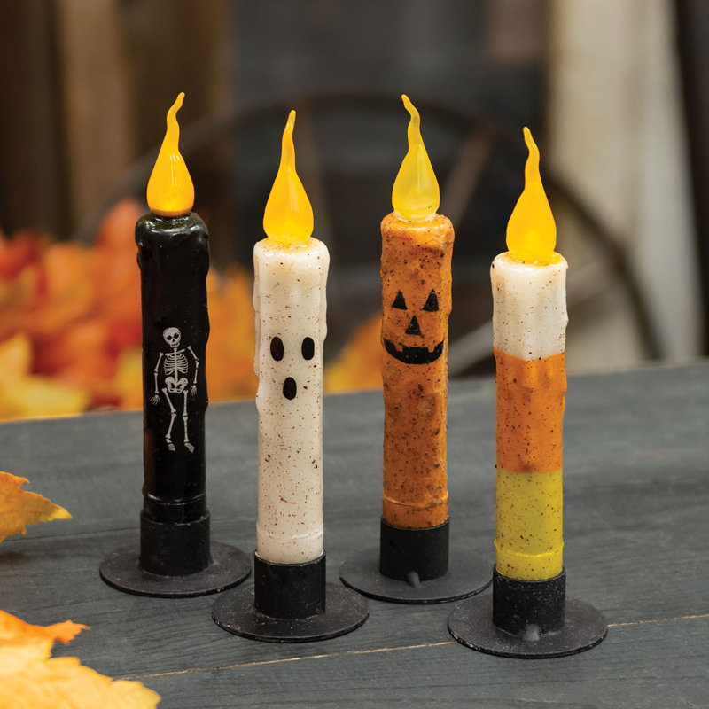 4/Set Flicker Halloween Timer Tapers