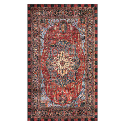 Heriz Checked Red Washable Rug