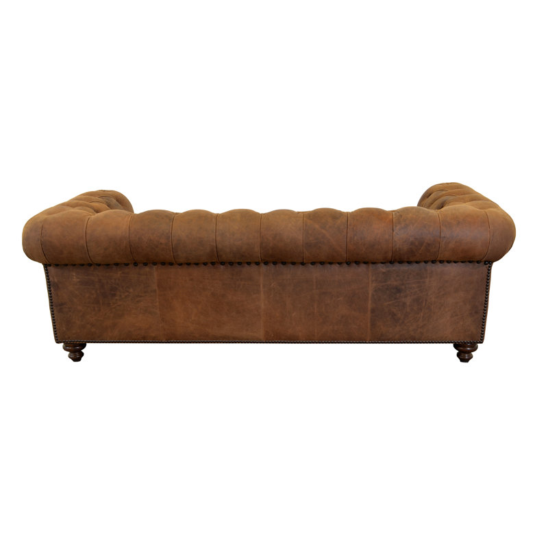 Sirvon 74" Genuine Leather Loveseat, Distressed Whiskey Genuine Leather