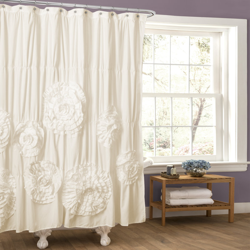 Noren Polyester Shower Curtain, Ivory