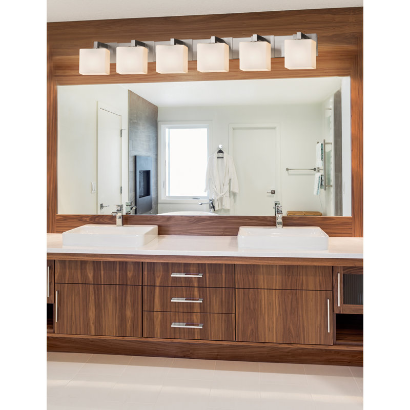 Casson 6 - Light Dimmable Vanity Light, Brushed Nickel, Opal, Yes
