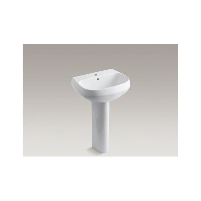 Wellworth Ceramic Pedestal Bathroom Sink with Overflow, 4" Centers, Timberline