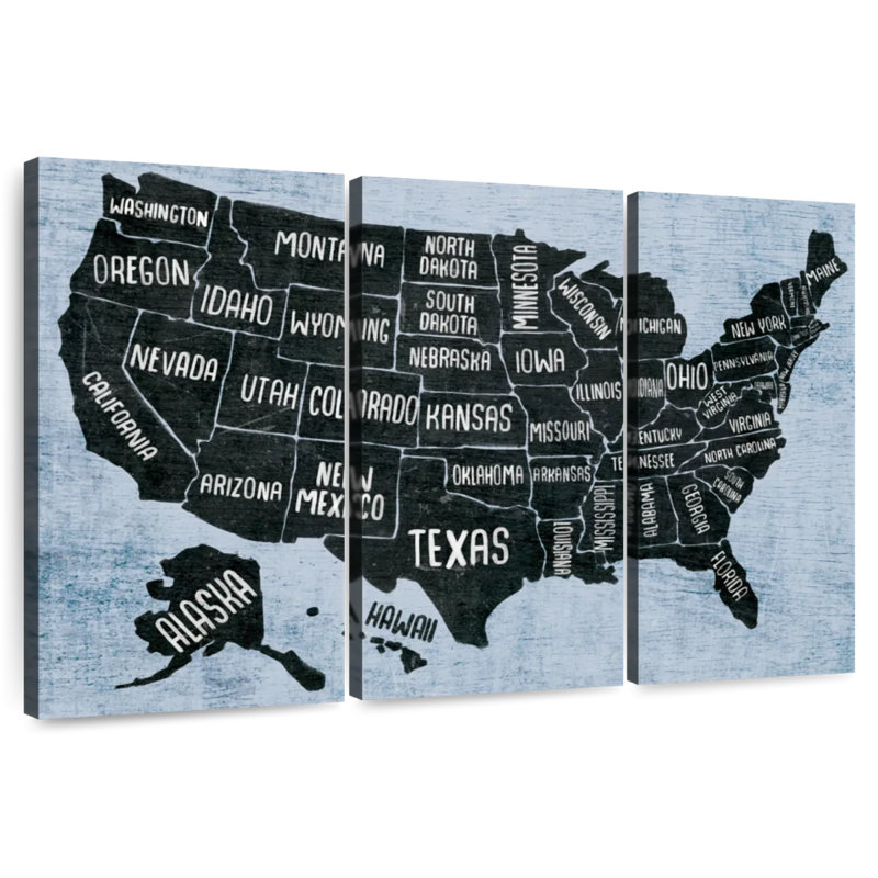 Carte des États-Unis de Keiri BW, H 48 po x l 74 po