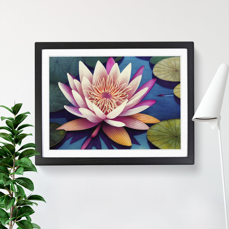 Glowing Water Lily Flower - Framed Print