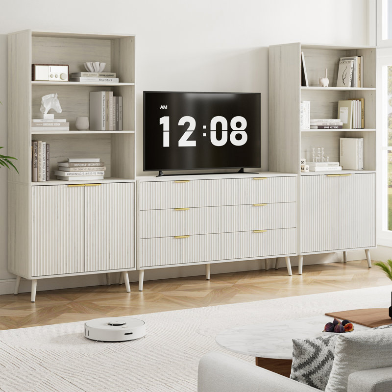 3-Piece Bedroom Set (1 Dresser + 2 Pantry Cabinets), White