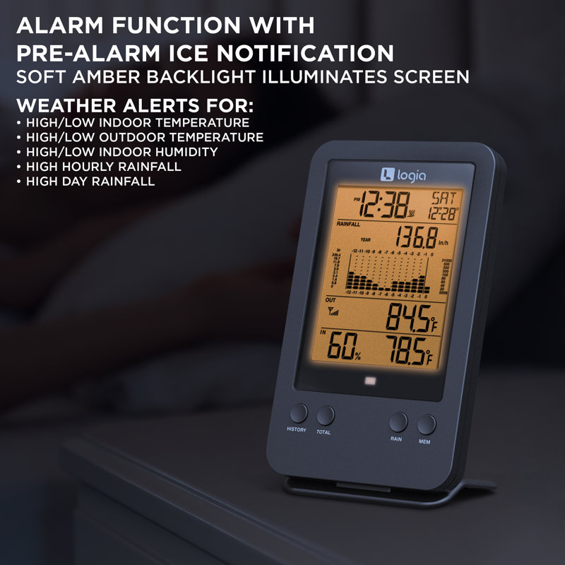 Logia 3-in-1 Rain Gauge Weather Station with Temperature and Humidity