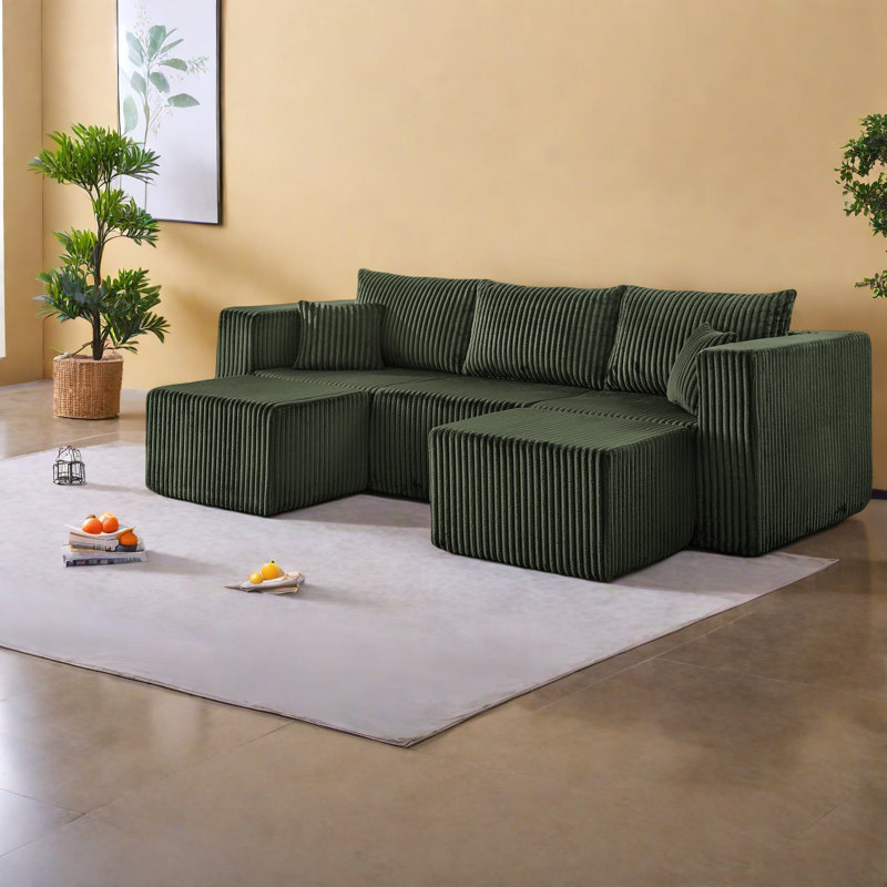 Space-saving Modular Sectionals, Premium Foam-green Modern Sofa For Home