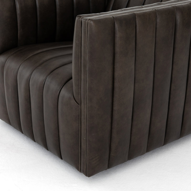 Augustine Chaise Sectional, Deacon Wolf Genuine Leather, Left Hand Facing, 26.5" H x 126" W x 64" D