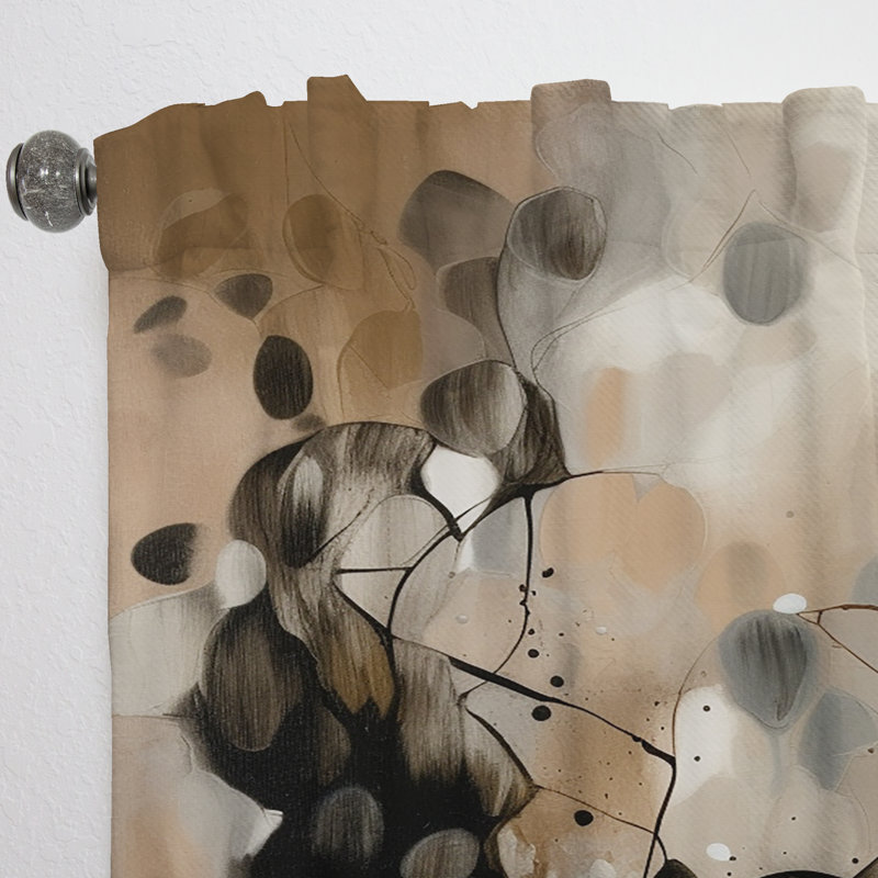 Gafnit - Brown Mindful Abstraction I - Abstract Curtain - Velvet Room Darkening - 1 panel, 52" W x 95" L