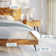Georgina Solid Wood Platform Bed Frame with Headboard, Mid Century Geometric Pattern