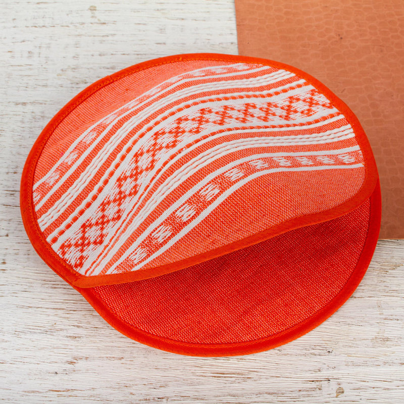 Clara-Marie Cotton Nautical Round Placemat, Orange