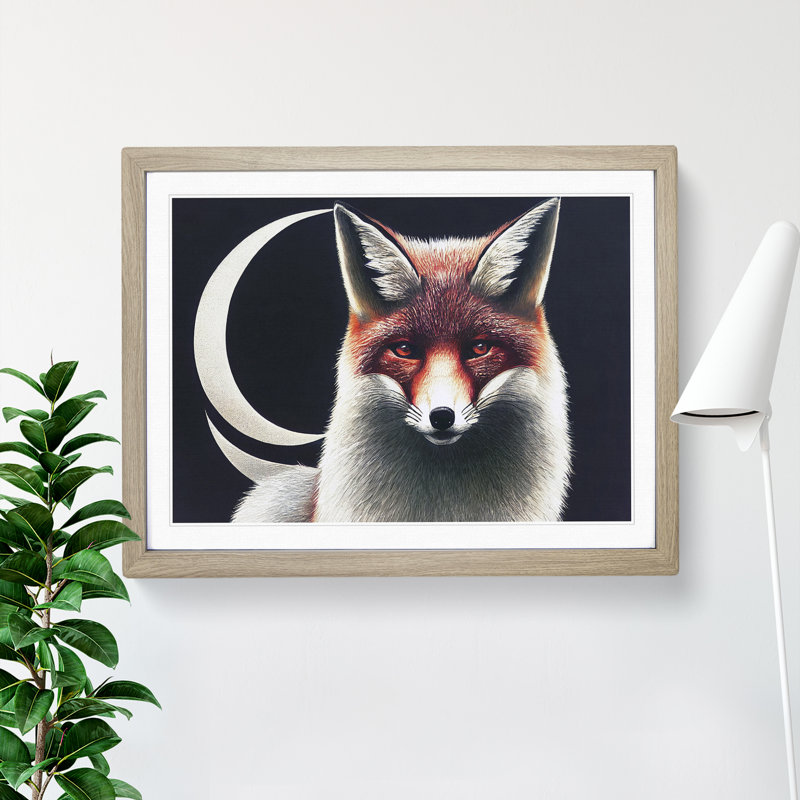 Victorious Fox - Framed Print, 25cm H x 34cm W x 2cm D, Oak
